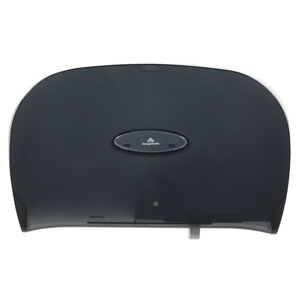 Toilet Paper Dispenser, Horizontal Double Roll, Jumbo Core, Wall Mount, Smoke