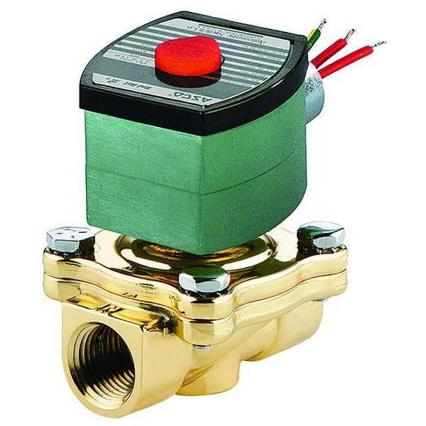 120V AC Brass Solenoid Valve, Normally Open, 1 1/2 in Pipe Size