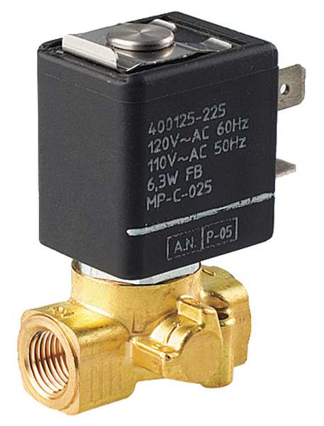 120/60V AC Brass Solenoid Valve, Normally Closed, 1/8 in Pipe Size