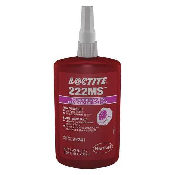 Threadlocker, LOCTITE 222MS, Purple, Low Strength, Liquid, 250 mL Bottle