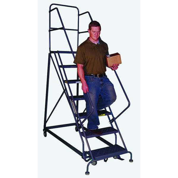116 in H Steel Rolling Ladder, 8 Steps