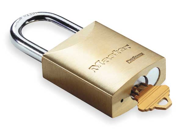 Padlock, Keyed Alike, Standard Shackle, Rectangular Brass Body, Boron Shackle, 25/32 in W