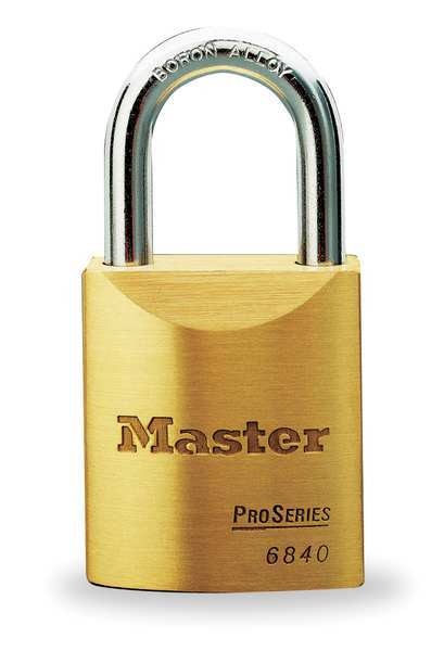 Padlock, Keyed Alike, Long Shackle, Rectangular Brass Body, Boron Shackle, 25/32 in W