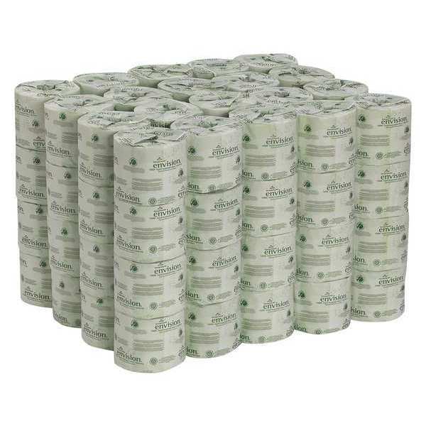 Envision Toilet Paper, 2 Ply, 550 Sheets/Roll, 4 in x 4 in Sheets, Std Core, White, 80 Pack