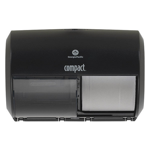 Toilet Paper Dispenser, Compact, Horizontal Double Roll, Coreless, Wall Mount, Black