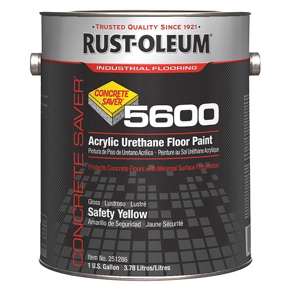 1 gal Floor Paint, Gloss Finish, Safety Yellow, Solvent Base