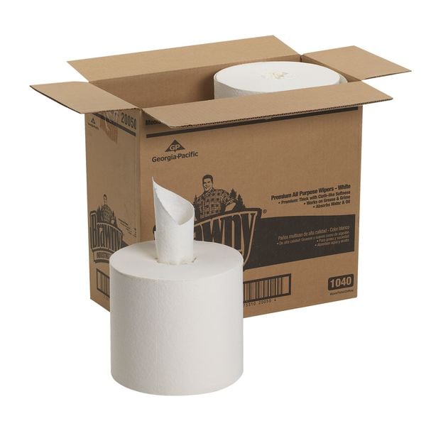 Dry Wipe Roll, Center Pull, Double Recreped DRC, 7 3/4 x 13 1/4 in, 260 Sheets, White, 4 Pack