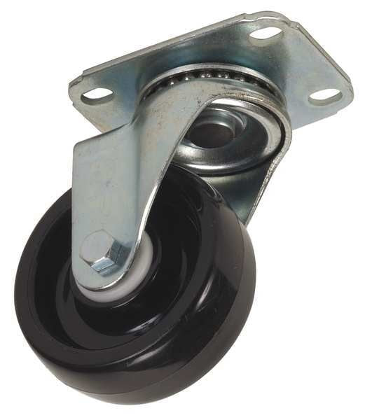Swivel NSF-Listed Plate Caster, Polyolfin, 4 in, 275 lb, Blk