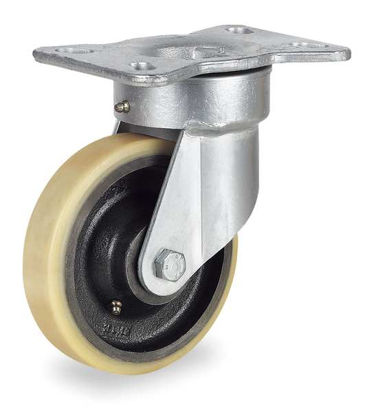 Kingpinless Plate Caster, Swivel, Poly, 8 in, 2420 lb, A