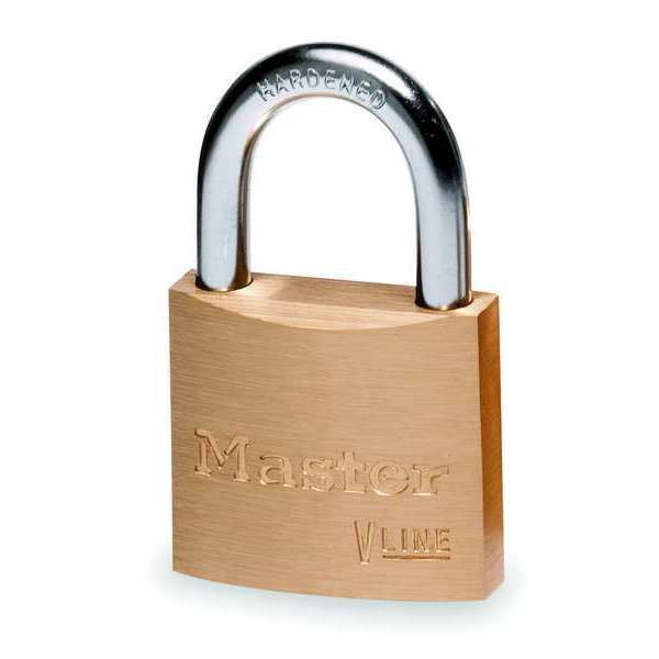 Padlock, Keyed Different, Standard Shackle, Rectangular Brass Body, Steel Shackle, 13/16 in W