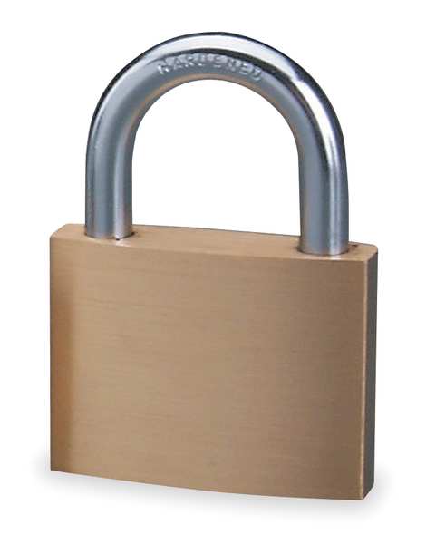 Padlock, Keyed Alike, Standard Shackle, Rectangular Brass Body, Steel Shackle, 1 in W
