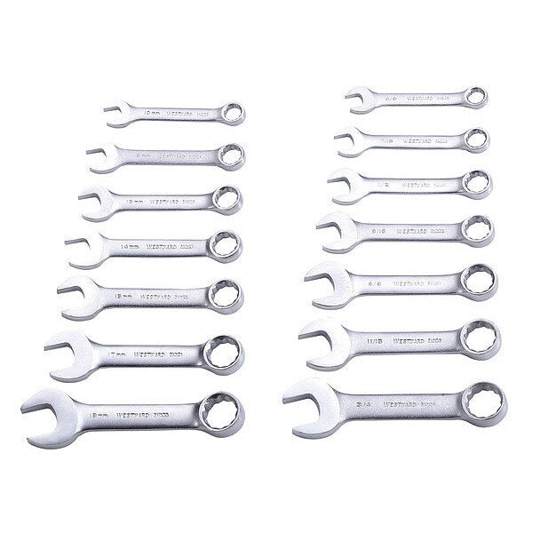 Combo Wrench Set, 3/8-3/4 in, 10-19mm, 14Pc