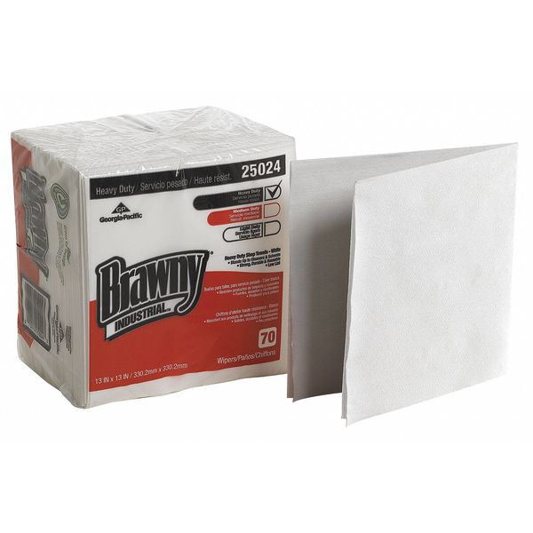Dry Wipe, White, 1/4 Fold Poly Wrapped, Hydro-entangled (HEF), 12 PK, 70 Wipes, 12 1/2 in x 13 in