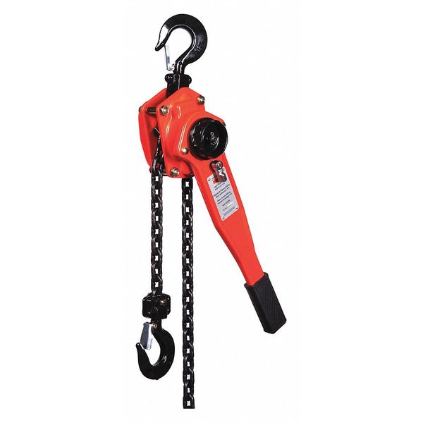 Lever Chain Hoist, 3,000 lb Load Capacity, 10 ft Hoist Lift, 1 7/64 in Hook Opening