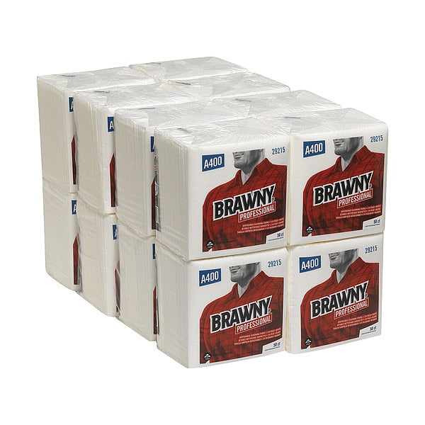 Dry Wipe, White, 1/4 Fold Poly Wrapped, Airlaid, 50 Wipes, 13 in x 13 in