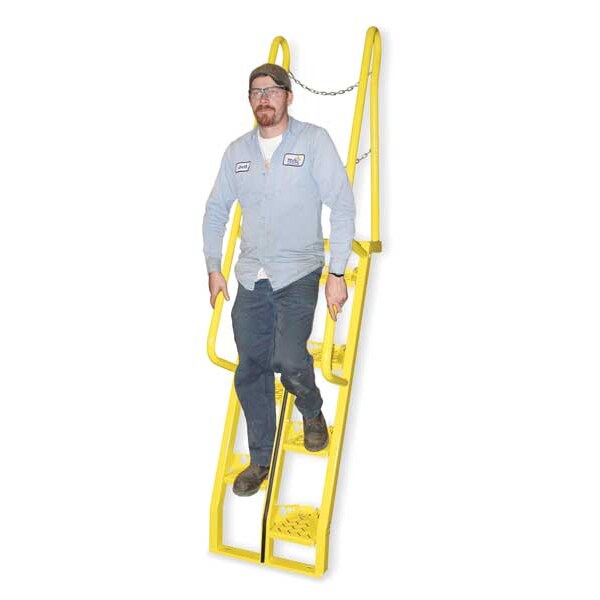 161 7/8 in Alternating Tread Stairs, Steel, 14 Steps, Baked-In Powder Coated Finish