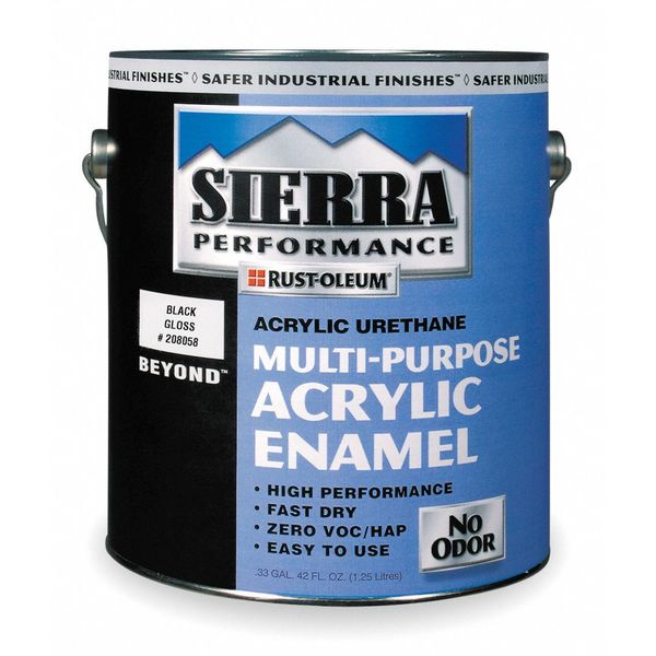Interior/Exterior Paint, Glossy, Water Base, Black, 1 gal