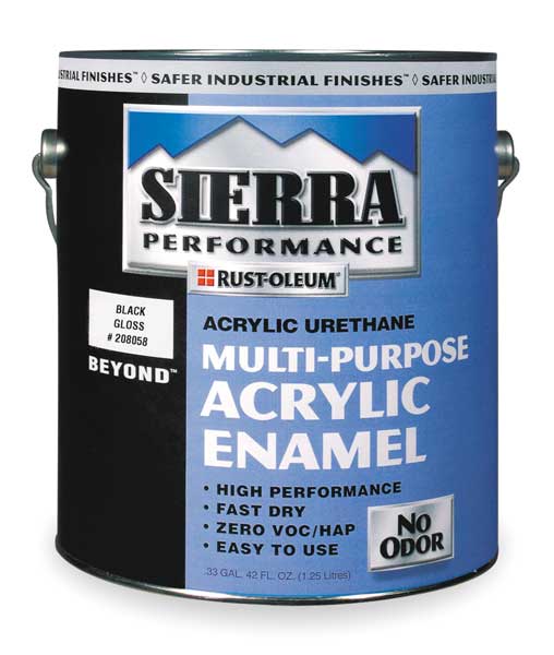 Interior/Exterior Paint, Glossy, Water Base, Black, 1 gal