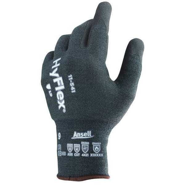 Hyflex Cut-Resistant Coated Gloves, A4 Cut Level, Palm Dipped, Nitrile, Gray, Large (Size 9), 1 Pair