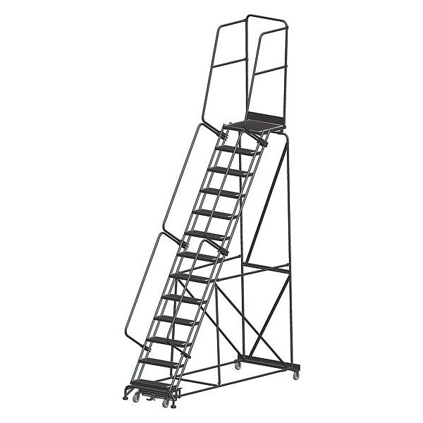 175 in H Steel Rolling Ladder, 13 Steps