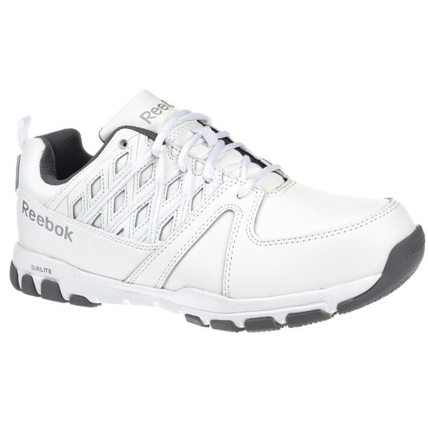 Work Shoes, 9-1/2, W, White, Steel, Men's, PR