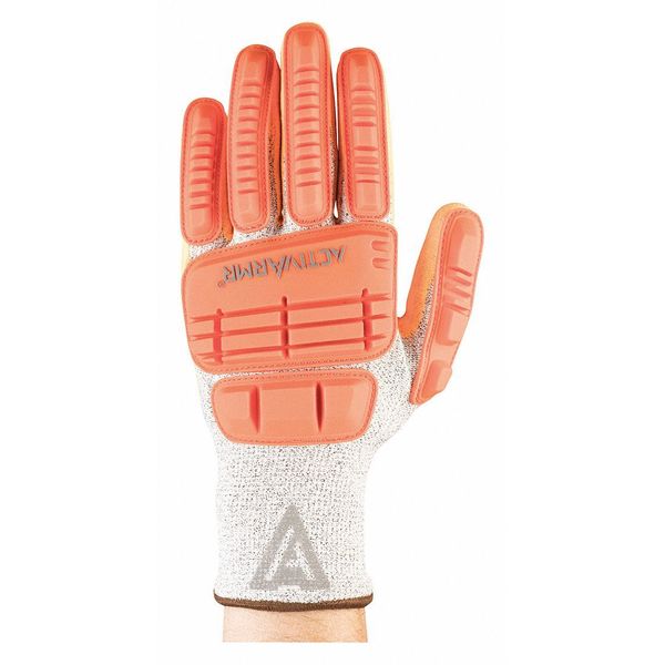 Hi-Vis Cut Resistant Impact Coated Gloves, A4 Cut Level, Nitrile, 12, 1 PR