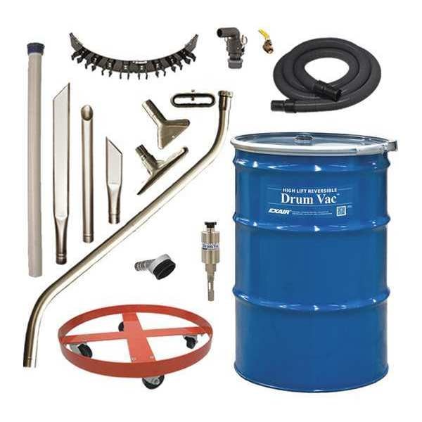 Premium Rev. Drum Vac System, 55 gal., 1-1/2