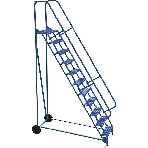140 H Steel Roll A Fold Ladder, 58 deg., Grip, 11 Step, 11 Steps