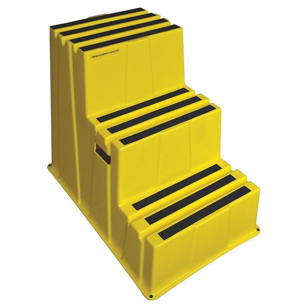 3 Steps, Plastic Step Stand, 500 lb. Load Capacity, Yellow