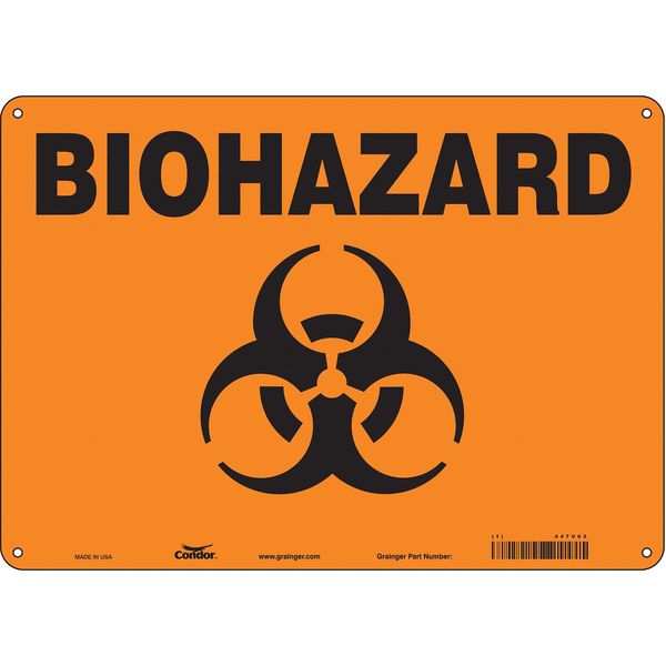 Safety Sign, 10 in Height, 14 in Width, Fiberglass, Horizontal Rectangle, English, 447V63