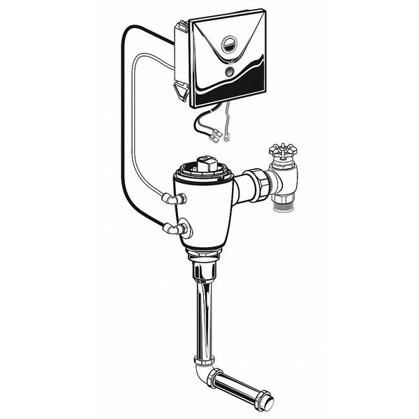 0.5 gpf, Urinal Automatic Flush Valve, Rough Brass, 3/4 in IPS
