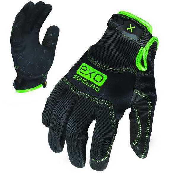Mechanics Gloves, XL, Black/Green, Single Layer, Spandex, Neoprene