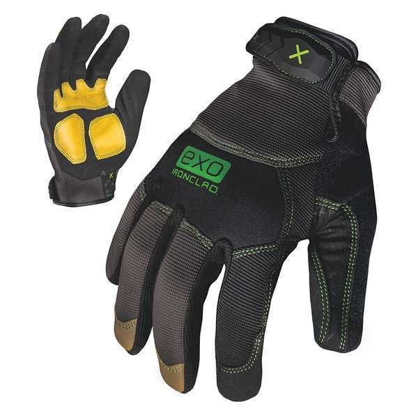 Mechanics Gloves, 2XL, Black/Green, Reinforced, Spandex, Neoprene