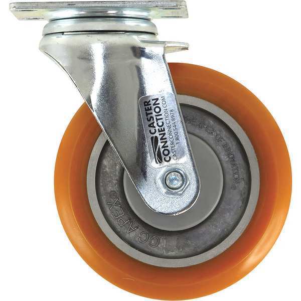 Swivel Plate Caster, Polyurethane, 450 lb.