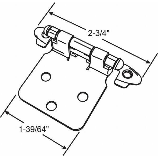 1/2 in W x 2 3/4 in H Brass Door and Butt Hinge