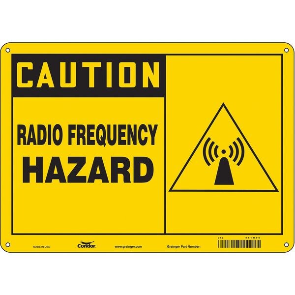 Safety Sign Radiofrequency/Microwave, 10 in Height, 14 in Width, Aluminum, Horizontal Rectangle