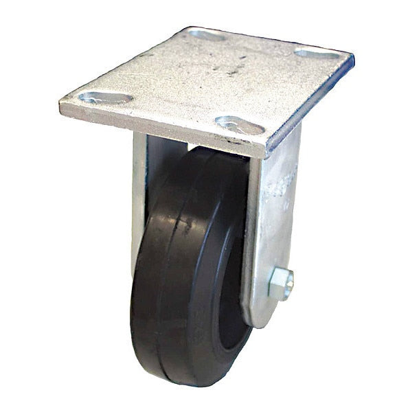 Plate Caster, 600 lb. Load, Black Wheel