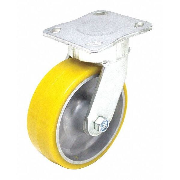 Plate Caster, 1760 lb. Load, Yellow Wheel