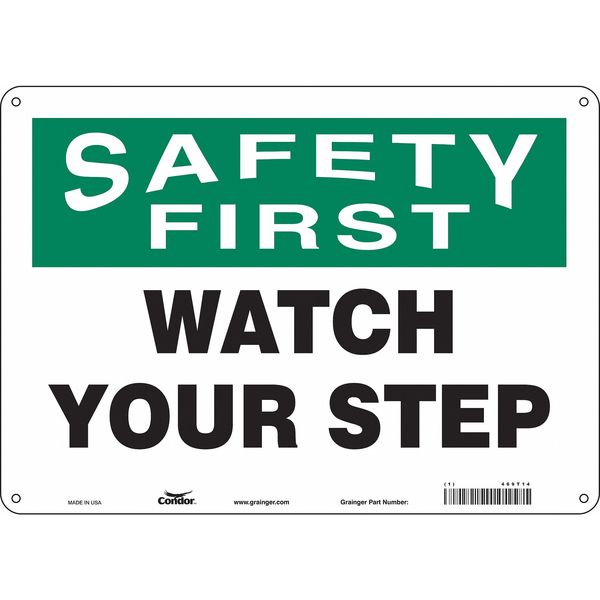 Safety Sign, 10 in Height, 14 in Width, Aluminum, Horizontal Rectangle, English, 469T14