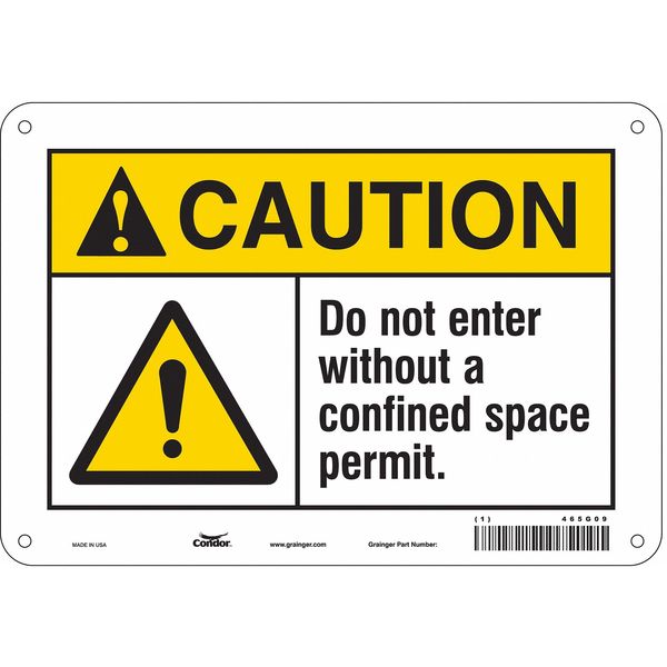Safety Sign, 7 in Height, 10 in Width, Aluminum, Vertical Rectangle, English, 465G09