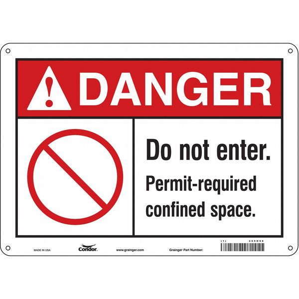 Safety Sign, 10 in Height, 14 in Width, Aluminum, Horizontal Rectangle, English, 465H96