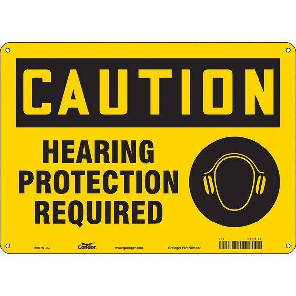 Safety Sign, 10 in Height, 14 in Width, Aluminum, Horizontal Rectangle, English, 465Y58
