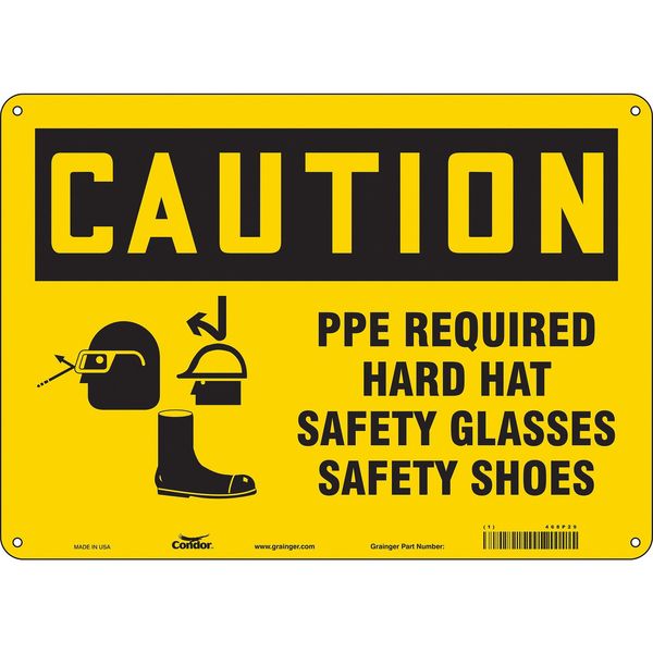 Safety Sign, 10 in Height, 14 in Width, Aluminum, Horizontal Rectangle, English, 468P29