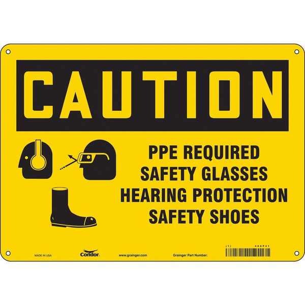 Safety Sign, 10 in Height, 14 in Width, Aluminum, Horizontal Rectangle, English, 468P41