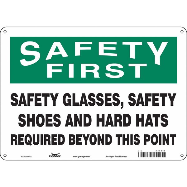 Safety Sign, 10 in Height, 14 in Width, Aluminum, Horizontal Rectangle, English, 468R99