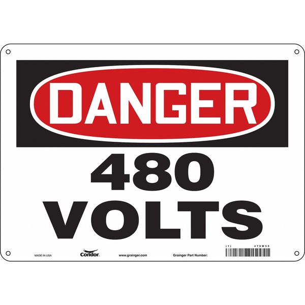 Safety Sign, 10 in Height, 14 in Width, Aluminum, Horizontal Rectangle, English, 479W55