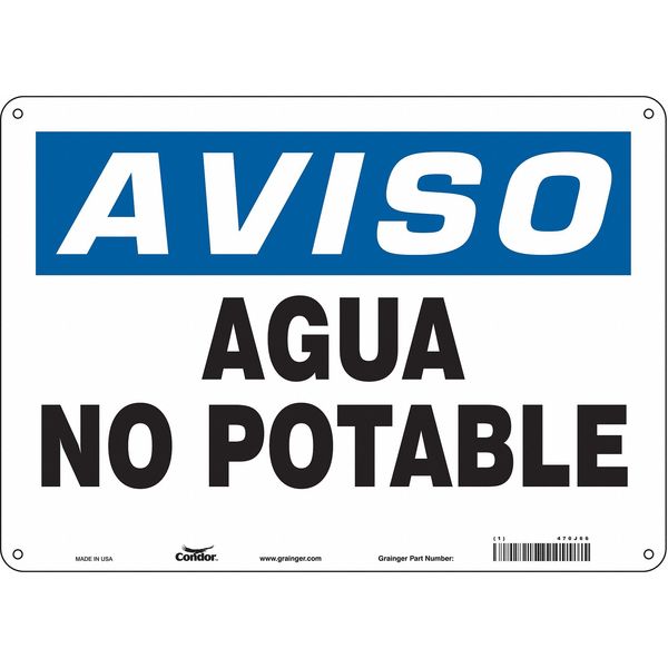 Safety Sign, 10 in Height, 14 in Width, Aluminum, Horizontal Rectangle, English, 470J66
