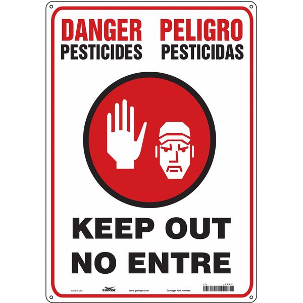 Safety Sign, 20 in H, 14 in W, Vertical Rectangle, English, Spanish, 470N81