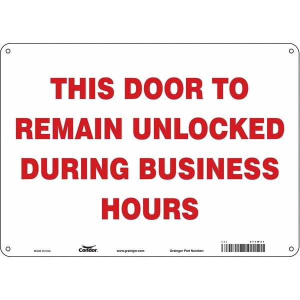 Safety Sign, 10 in Height, 14 in Width, Aluminum, Horizontal Rectangle, English, 471W41