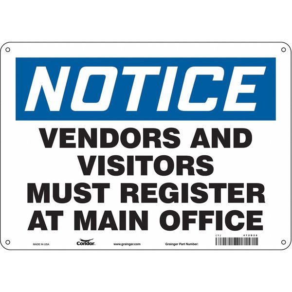 Safety Sign, 10 in Height, 14 in Width, Aluminum, Horizontal Rectangle, English, 472D26